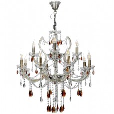 Φωτιστικό Κρεμαστό 12xE14 Μεταλλικό Κρύσταλλα και Γυαλί σε Οξυντέ 5245-12-O